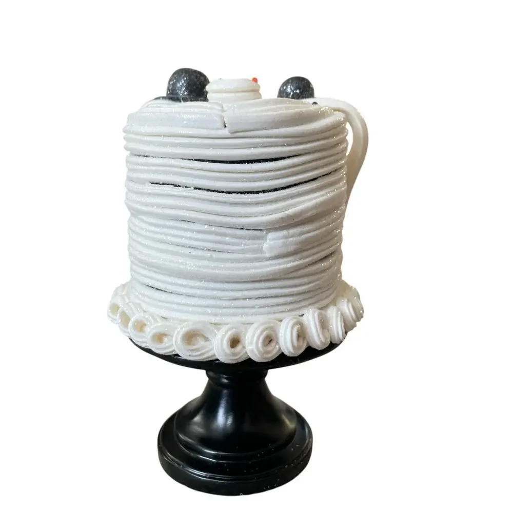 Happy Halloween CANDY CORN LANE Mummy Cake On Stand Super Cute Table Decor NEW
